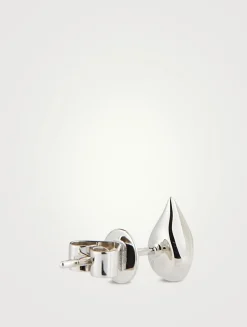 LU 18K White Gold Droplet Diamond Stud Earrings