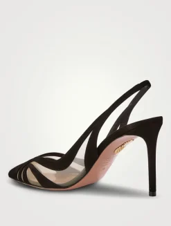 Lune Suede Mesh Slingback Pumps