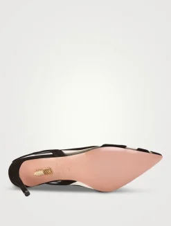 Lune Suede Mesh Slingback Pumps
