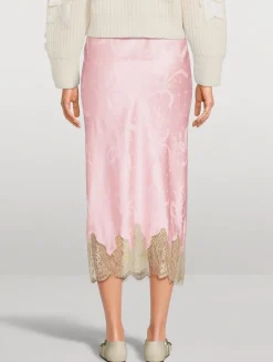 Malina Bow Jacquard Satin Slip Skirt