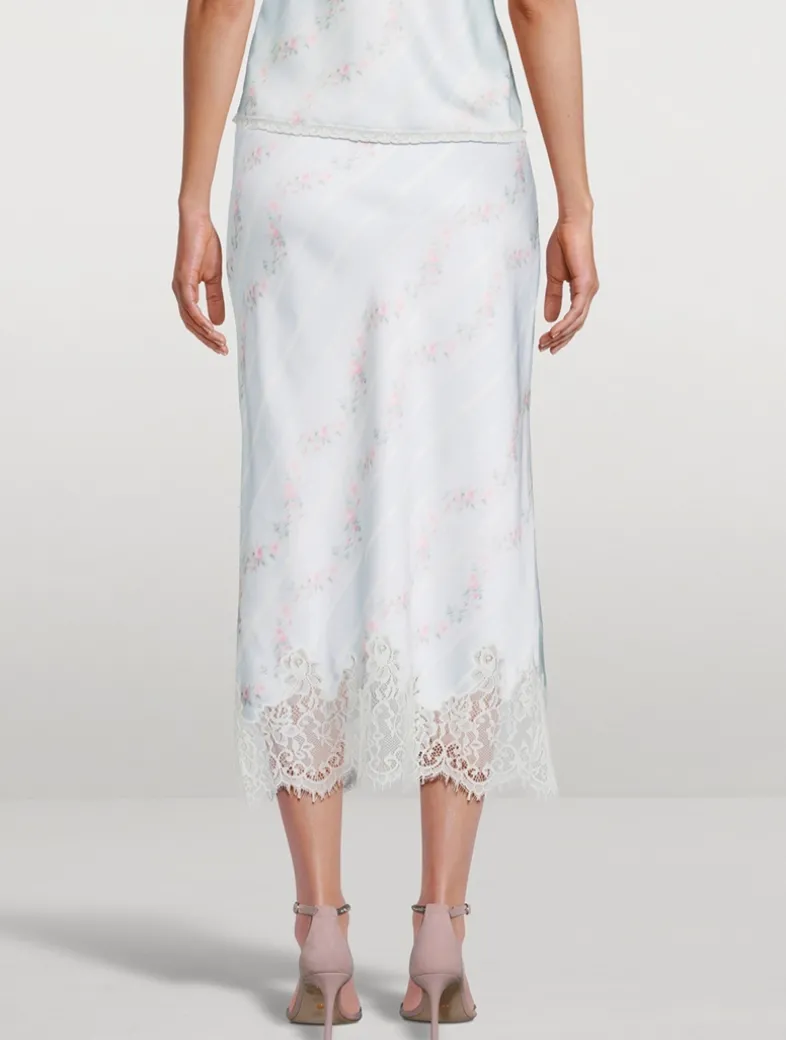 Malina Satin Slip Skirt In Floral Print
