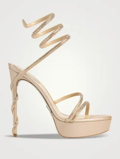 Margot Crystal Satin Platform Sandals