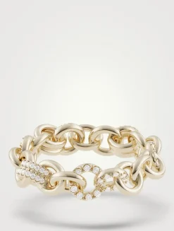 Medium 18K Gold Fused Serpens Ring With Pavé Diamonds