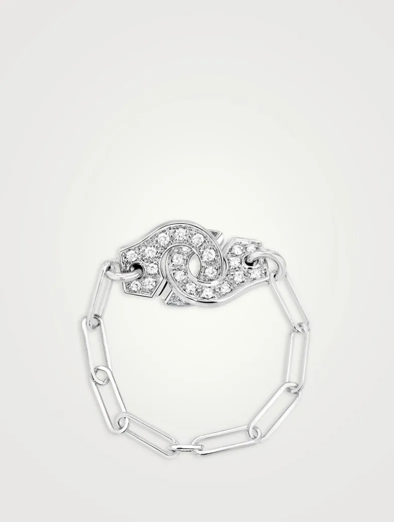 Menottes dinh van R7.5 18K White Gold Ring With Diamonds