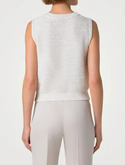 Micro-Sequined Knit Sleeveless Top