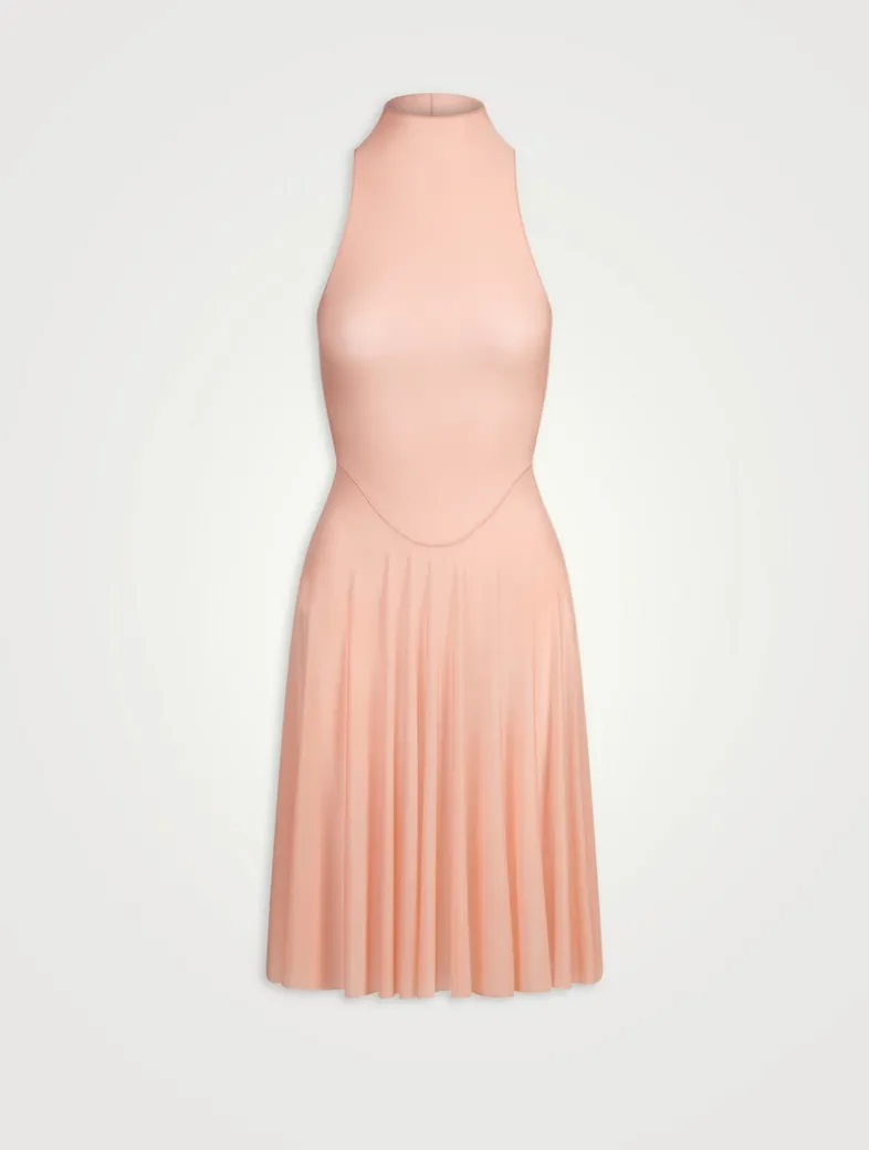 Milky Sheer Highneck Midi Dress