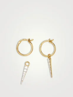 Mini Pavé Spike Charm Hoop Earrings