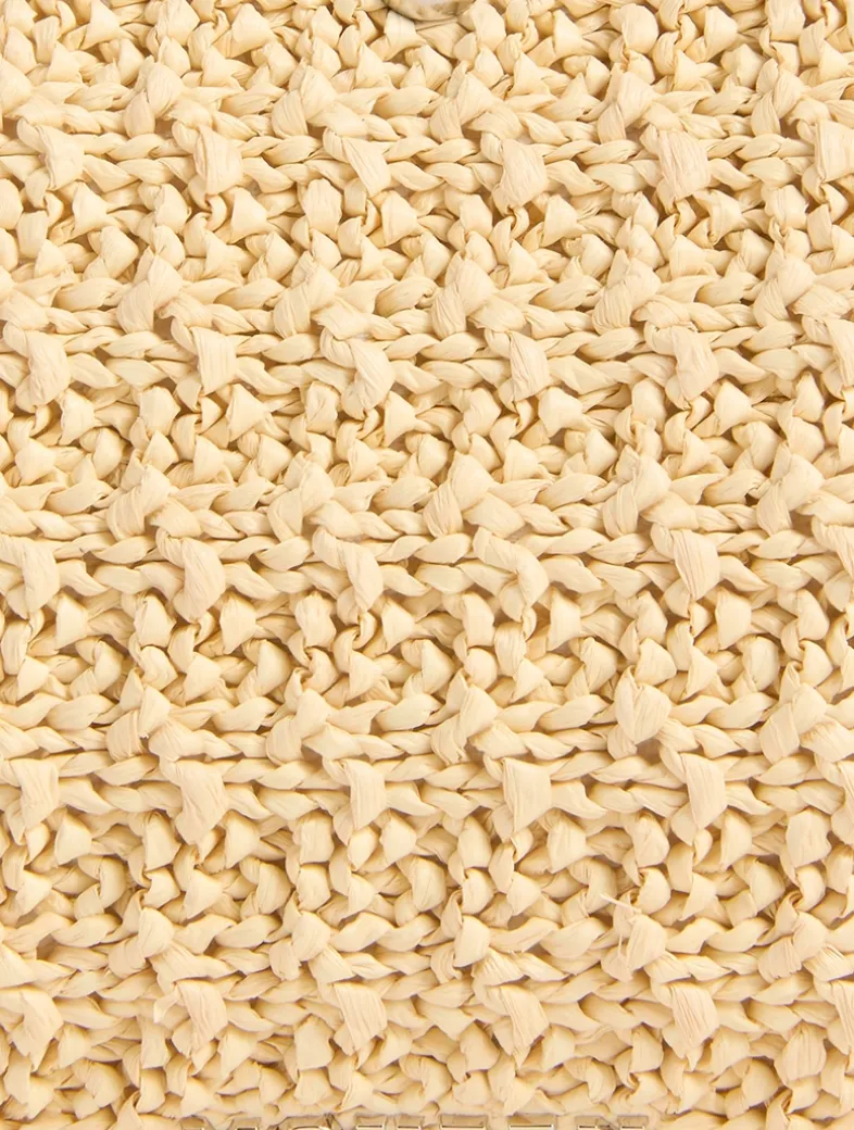 Mini T-Bar Studded Raffia Pouch