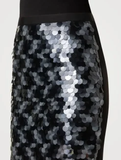 Mixed-Media Sequin Pencil Skirt