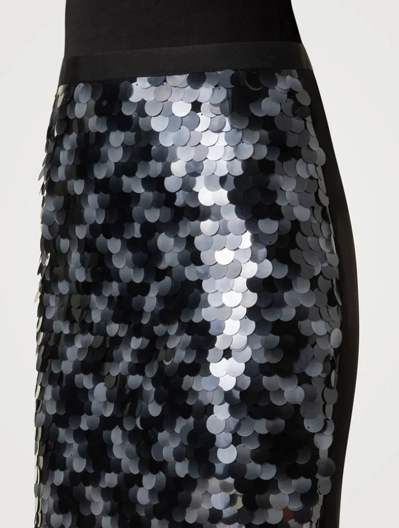 Mixed-Media Sequin Pencil Skirt