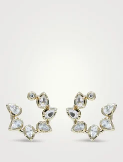 Mélia 14K Gold Pear Front-To-Back Hoop Earrings With Clear Topaz