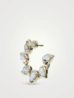 Mélia 14K Gold Pear Front-To-Back Hoop Earrings With Clear Topaz