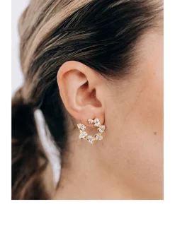 Mélia 14K Gold Pear Front-To-Back Hoop Earrings With Clear Topaz