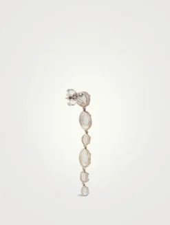 Mélia Silver Pear Linear Earrings With Topaz