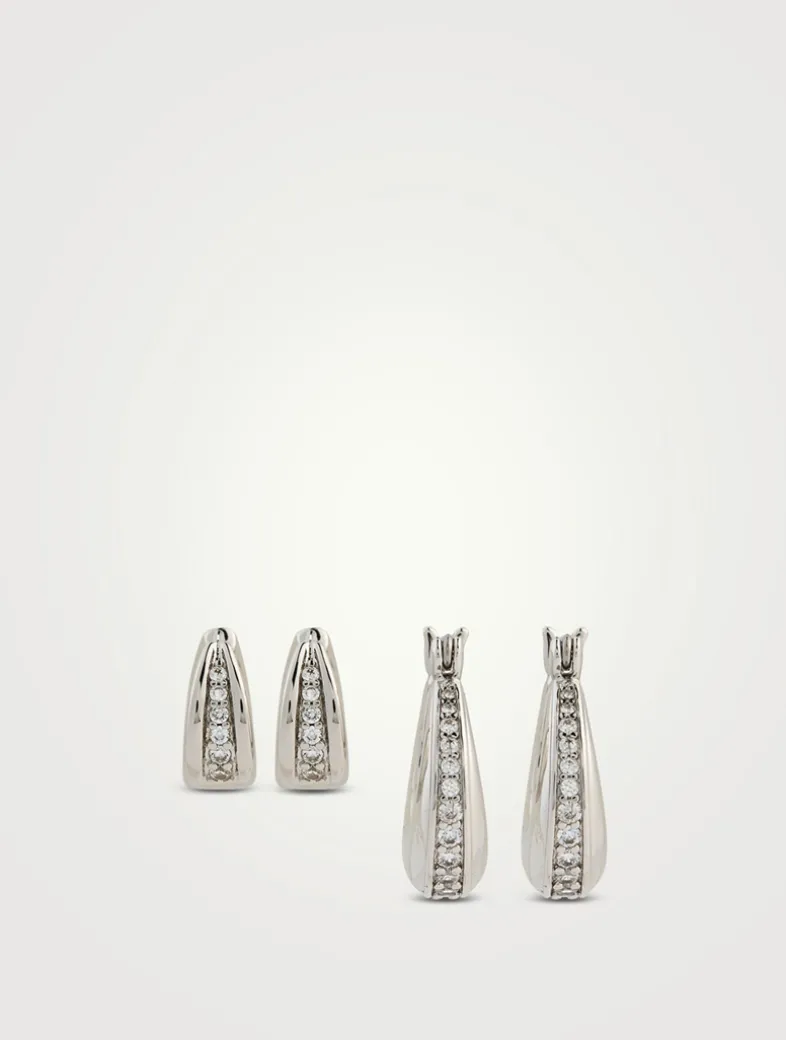 Night Swim Pavé Wave Huggie Hoop Earrings Set