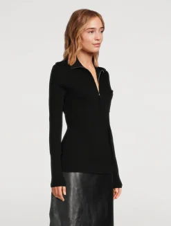 Norah Rib-Knit Half-Zip Sweater