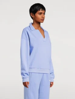 Ocean Blue Collared Sport Sweatshirt