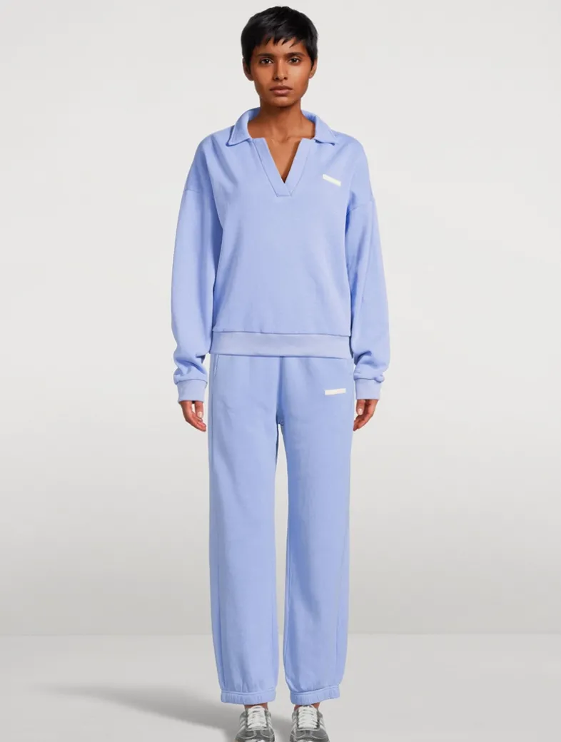 Ocean Blue Collared Sport Sweatshirt