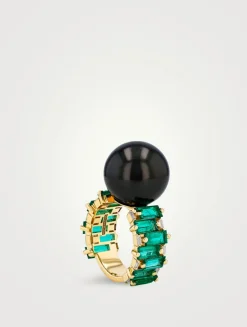 One Of A Kind 18K Gold Grey Pearl Ring
