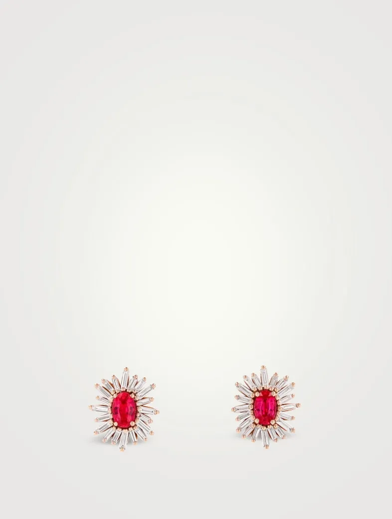 One Of A Kind 18K Rose Gold Ruby Stud Earrings