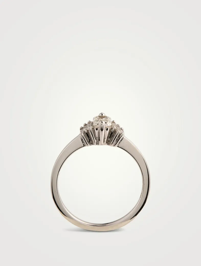 One-Of-A-Kind 14K White Gold Triple Diamond Ring