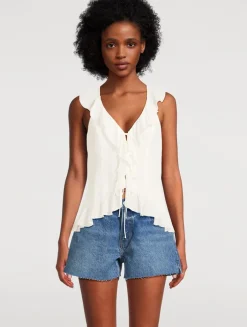 Paulette Ruffled Tie-Front Blouse