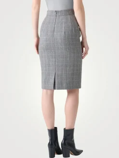 Pencil Skirt In Plaid Print