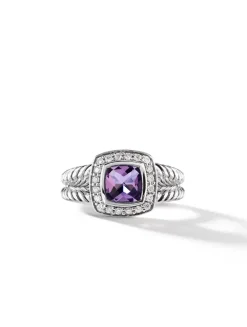 Petite Albion® Ring In Sterling Silver With Citrine And Diamonds, 7mm