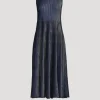 Pleated Knit Midi Dress