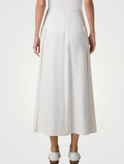 Pleated Linen And Wool Skirt