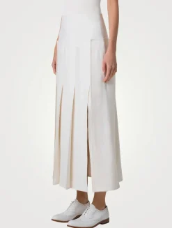 Pleated Linen And Wool Skirt