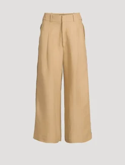 Pleated Wide-Leg Tuxedo Trousers