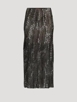 Plissé Lurex Midi Skirt