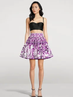 Poplin Mini Skirt In Majolica Print