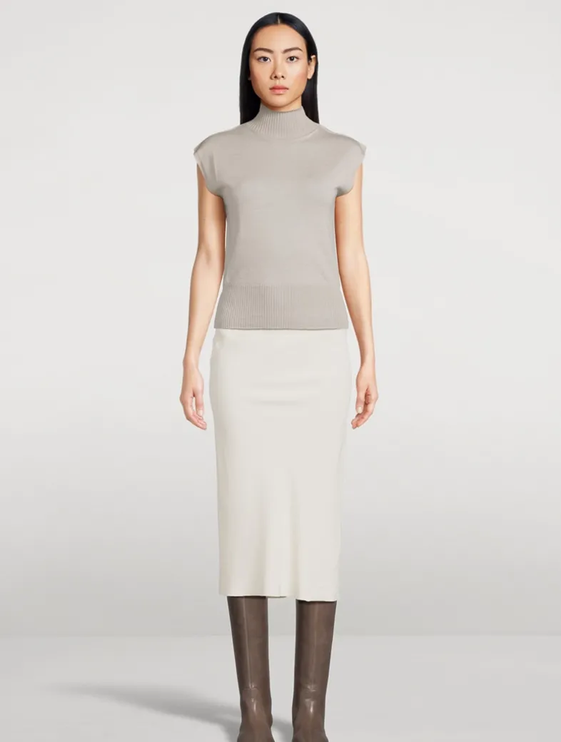 Porterville Bias Crêpe Midi Skirt