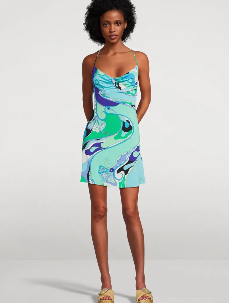 Printed Satin Jersey Mini Dress