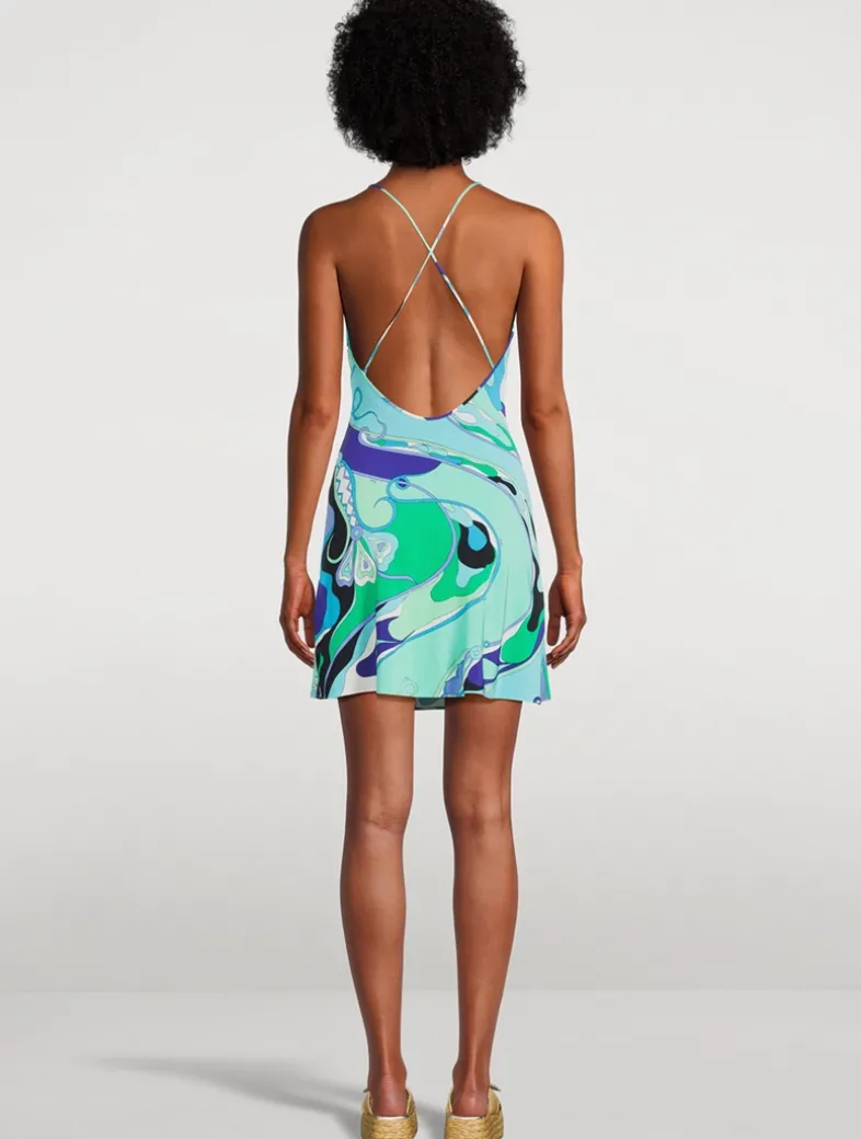 Printed Satin Jersey Mini Dress