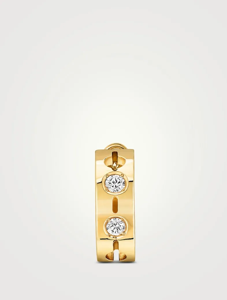 Pulse 18K Gold Mono Hoop Ear Cuff With Diamonds