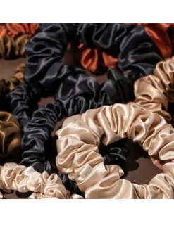 Pure Silk Assorted Scrunchies - Dark Brown