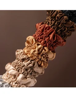 Pure Silk Assorted Scrunchies - Light Brown