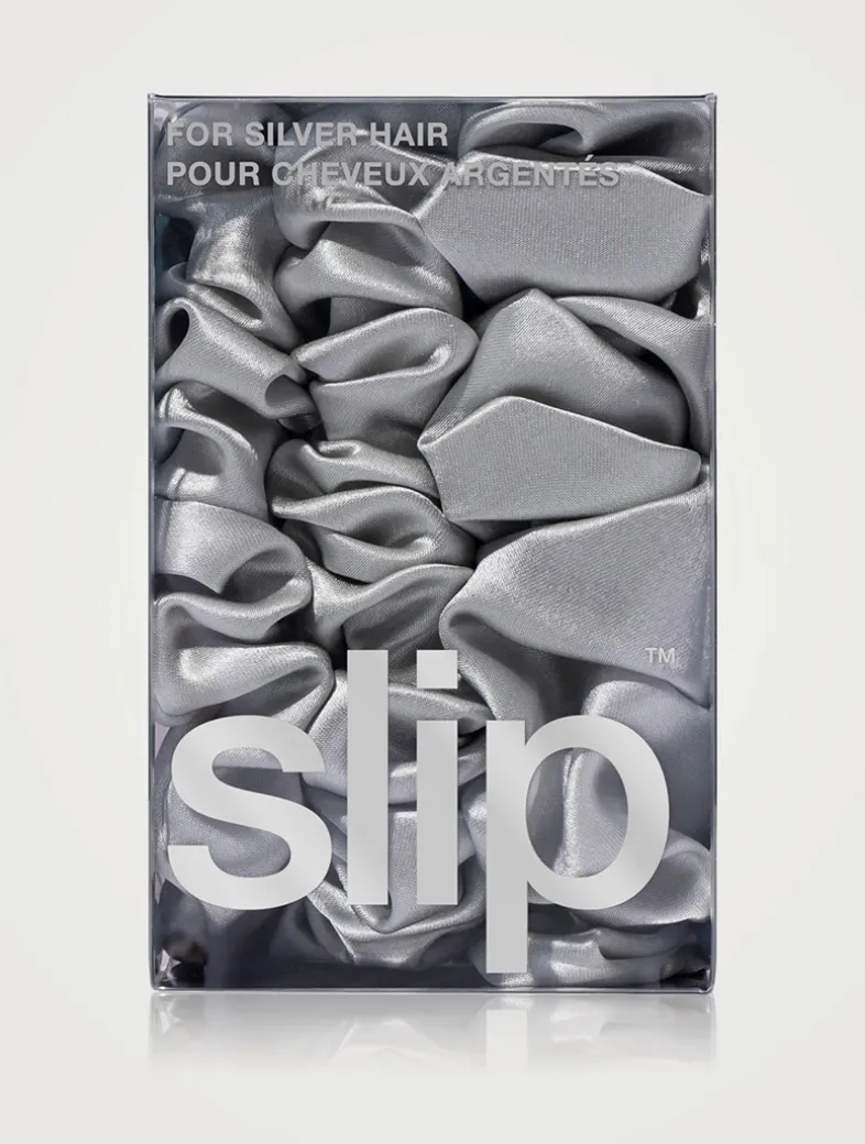 Pure Silk Assorted Scrunchies - Silver