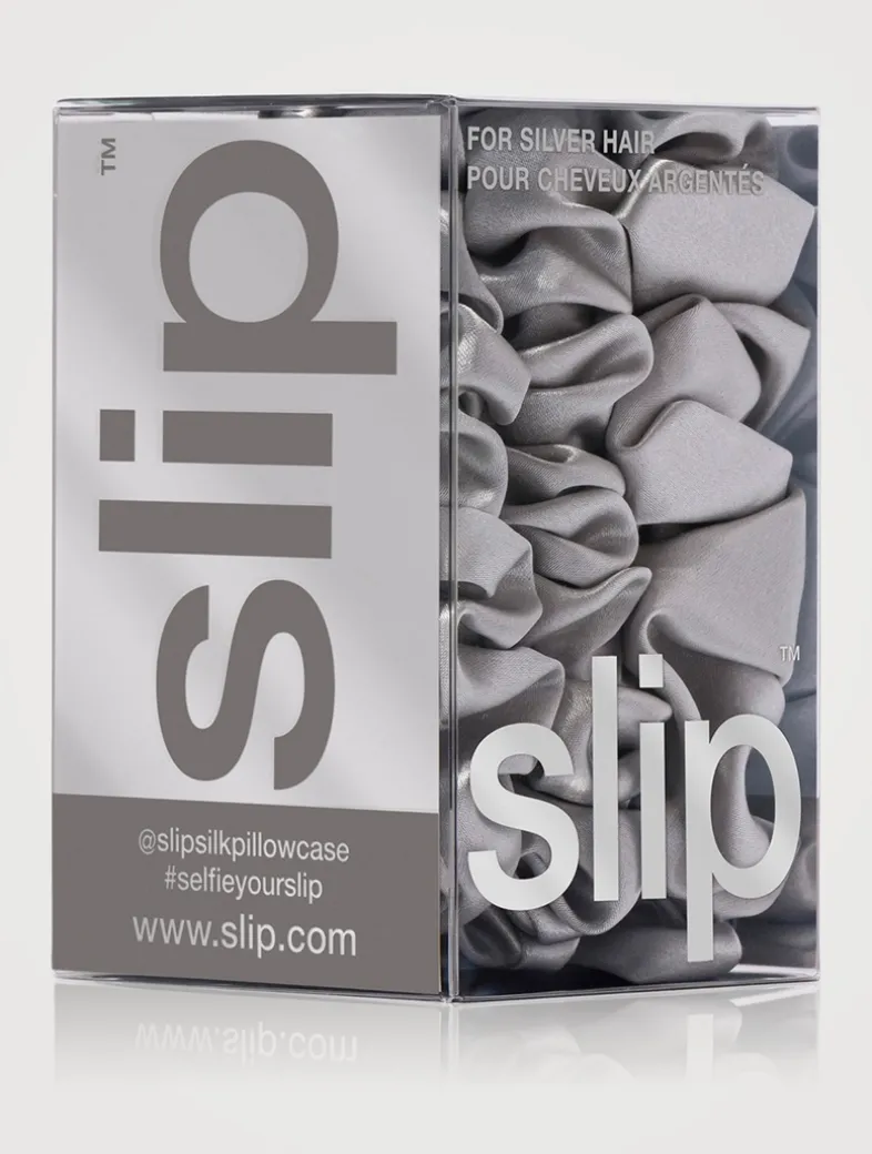 Pure Silk Assorted Scrunchies - Silver