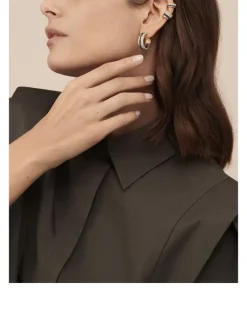 Quatre Classique Gold Clip Hoop Earring PVD And Diamonds