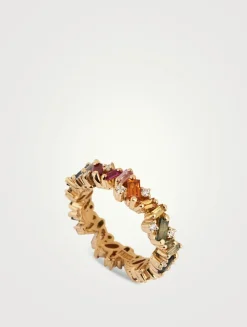Rainbow Fireworks 18K Gold Frenzy Eternity Band With Sapphires And Diamonds