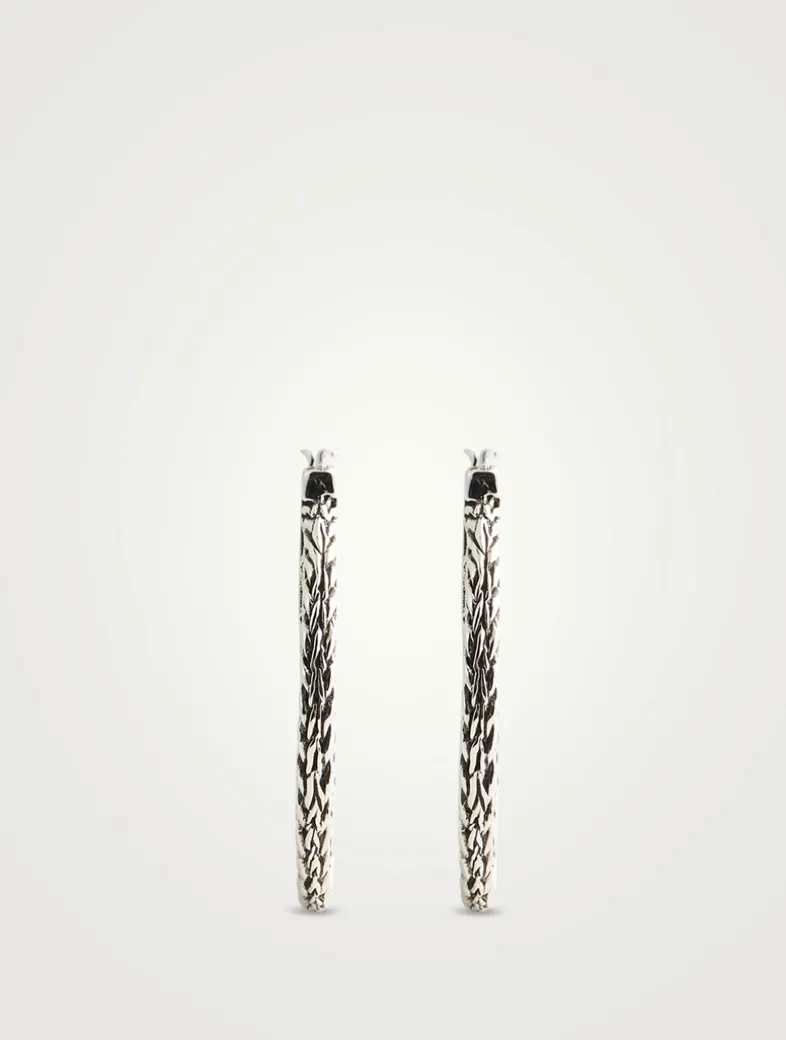 Rata Chain 26MM Silver Hoop Earrings