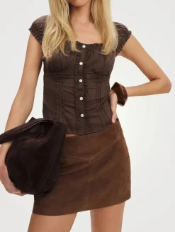 Reformation x Devon Lee Carlson Layla Suede Mini Skirt
