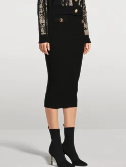 Rib-Knit Pencil Skirt