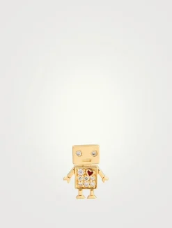 Robot Stud Earring With Diamonds