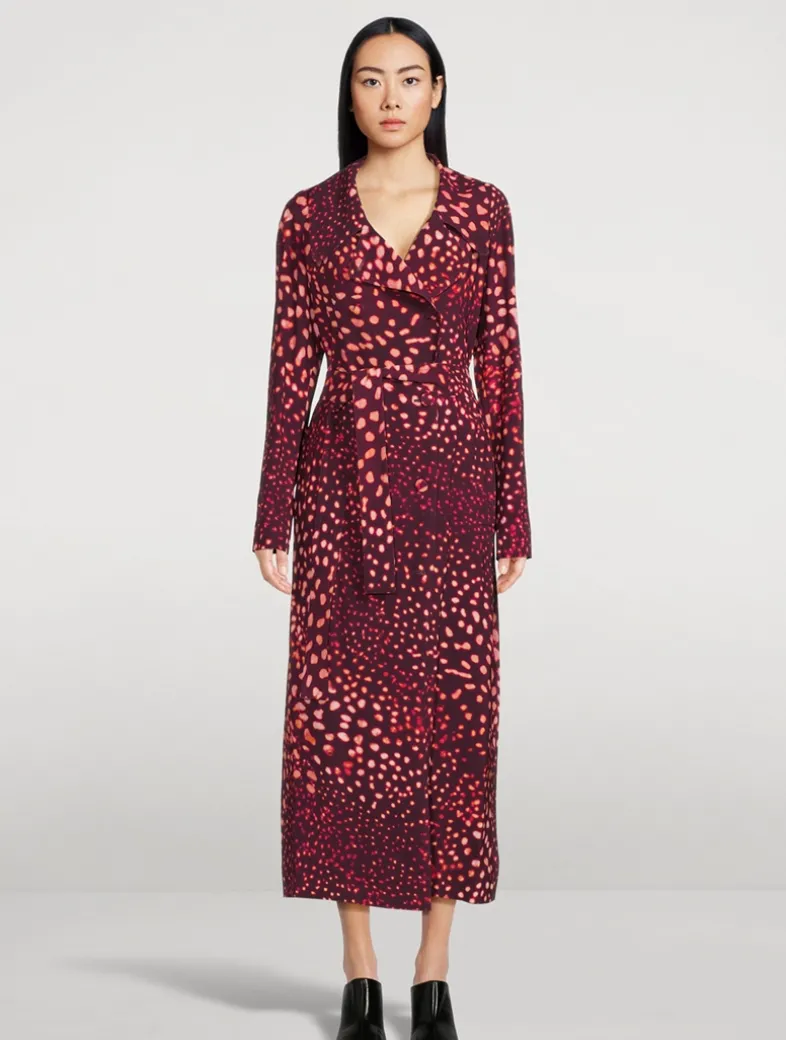 Rolana Trench Coat In Abstract Spots Print