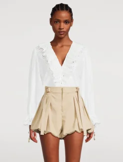 Ruffled Cotton Voile Blouse